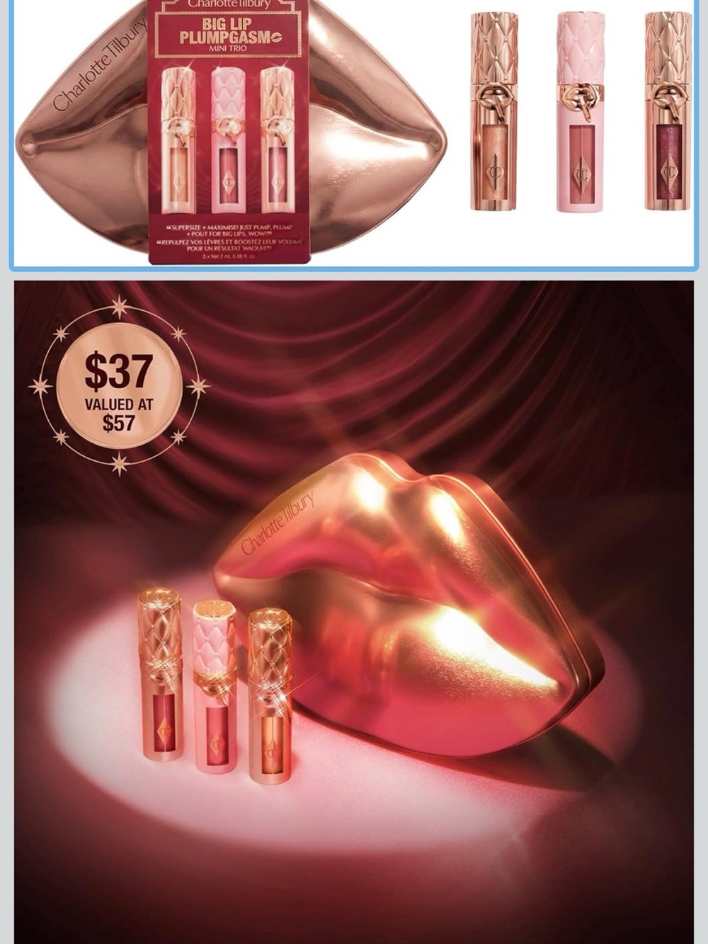 NIB Charlotte Tilbury Big Lip Plumpgasm Mini Trio Set - NIB / NWT